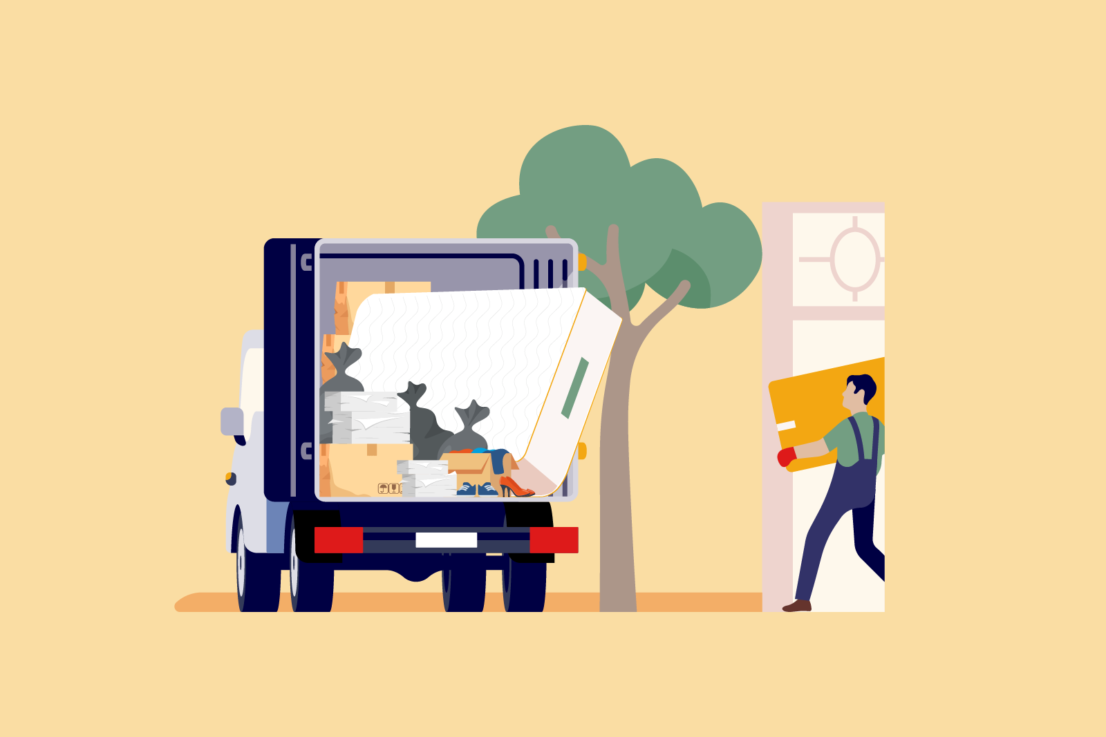 how get rid of a mattress illustration of a mattress getting loaded into a garbage truck