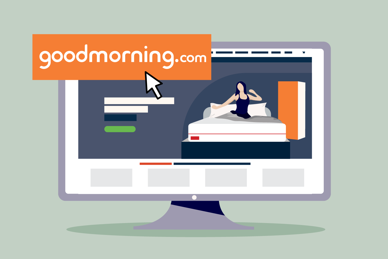 Illustrated image of the GoodMorning website on a computer