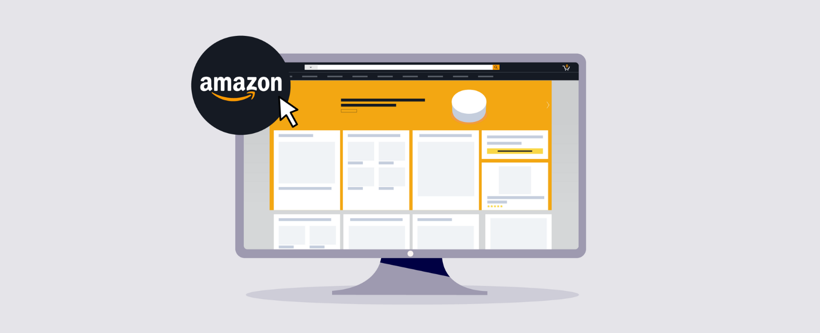 Illustrated image of the Amazon website on a computer