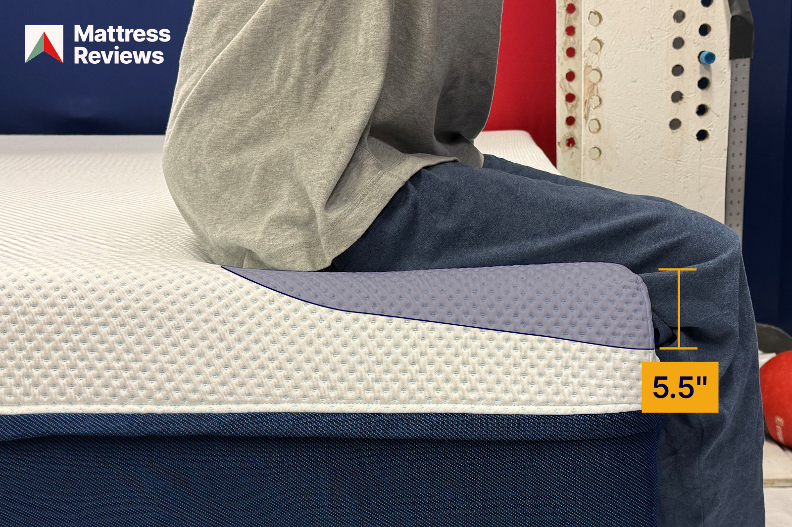 A photo the Amerisleep AS3 mattress Edge Support Test