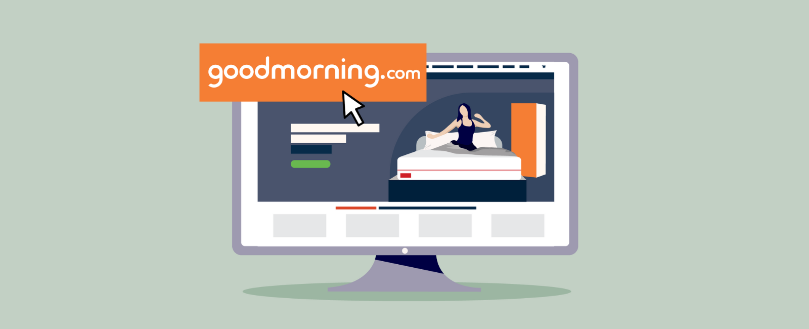 Illustrated image of the GoodMorning website on a computer