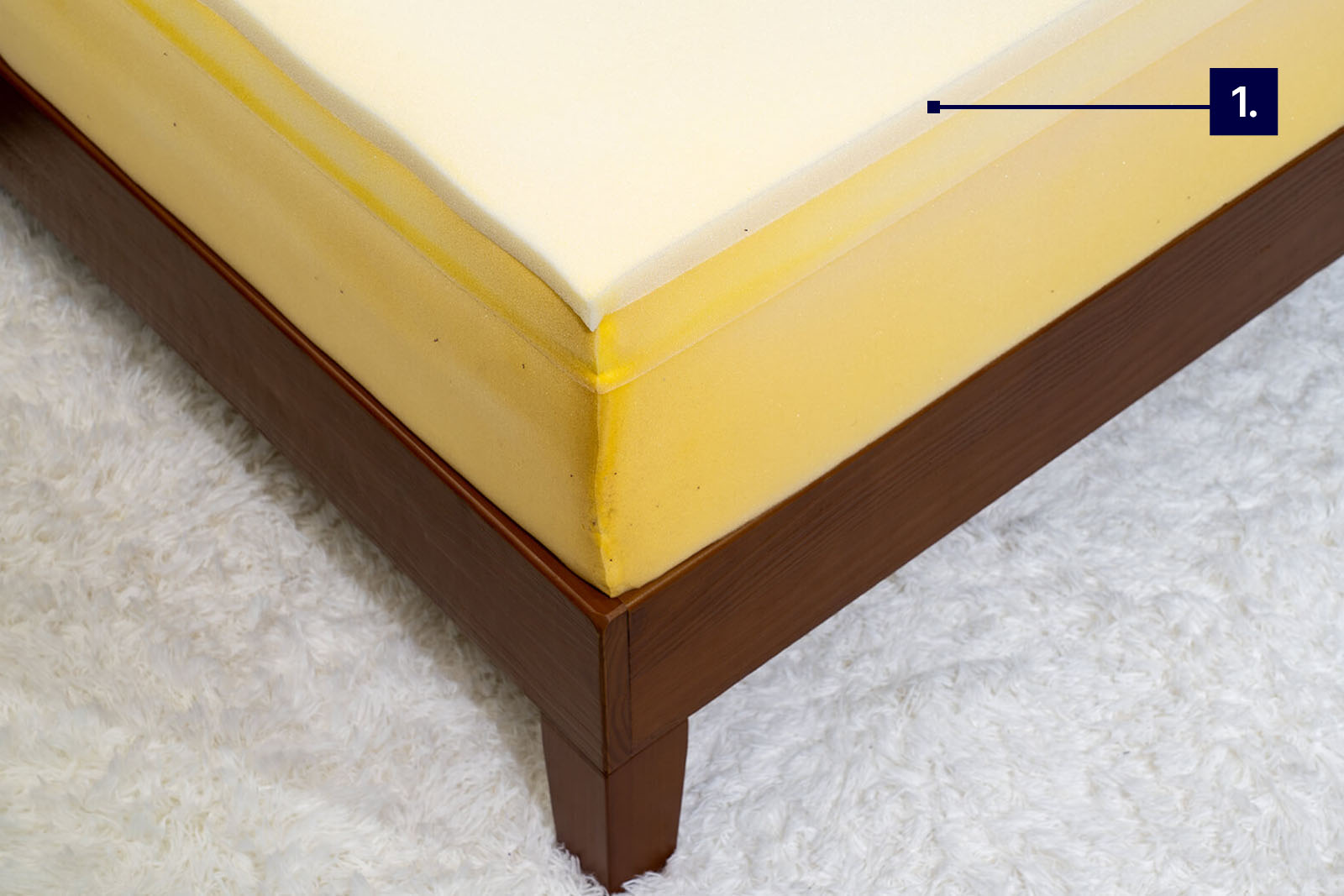 Corner angle of a Polysleep Origin mattress showcasing it's cooling features 