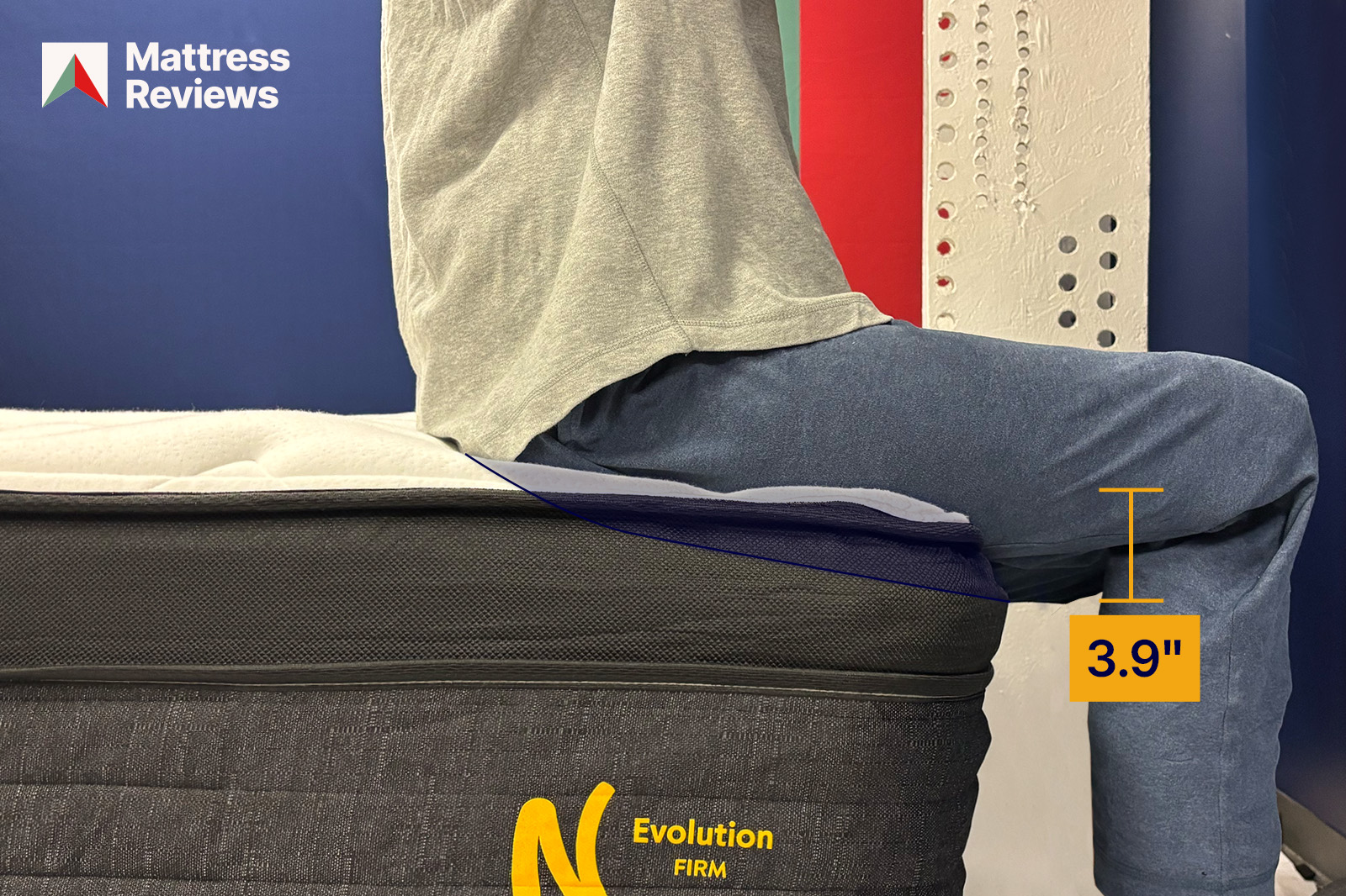 mannequin sitting on a Nolah Evolution 15 mattress showing 39