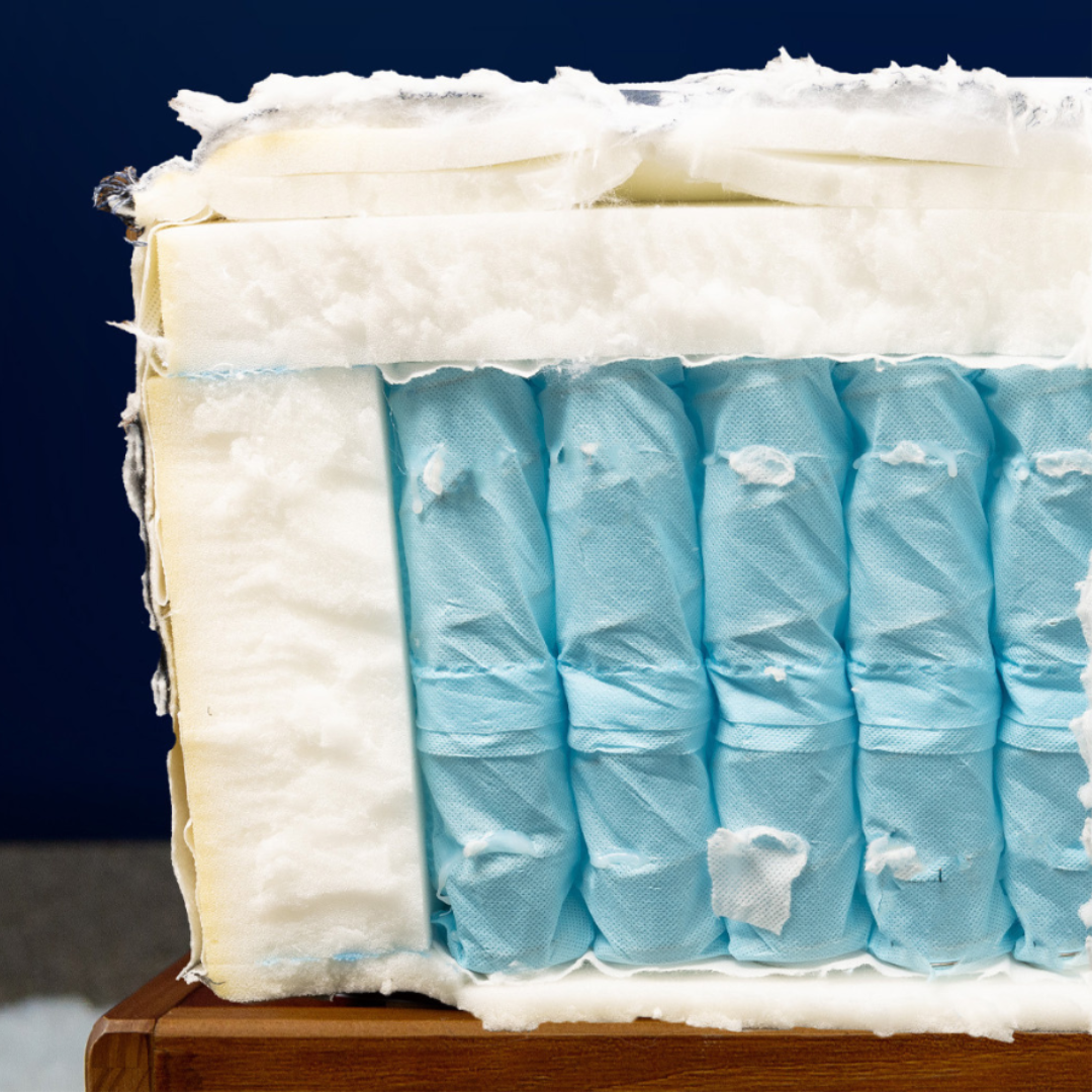 close-up side view of the internal layers of the Serta Percevall mattress