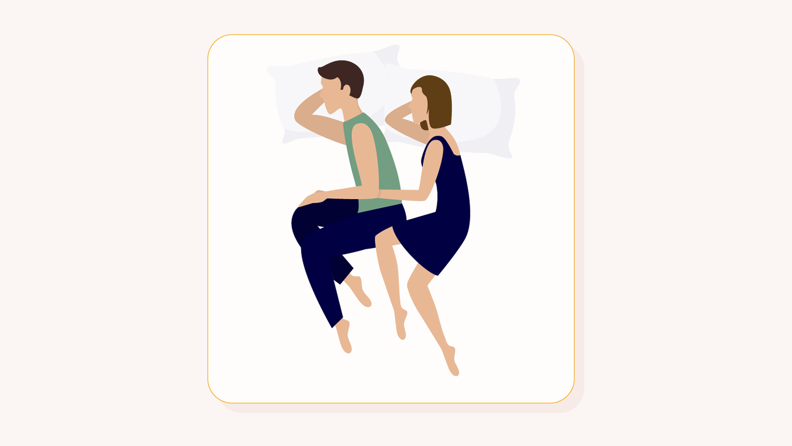 Spooning cuddle position where a couple is lying on their side both facing the same way but the partner who is facing their partner's back is cradling their partner